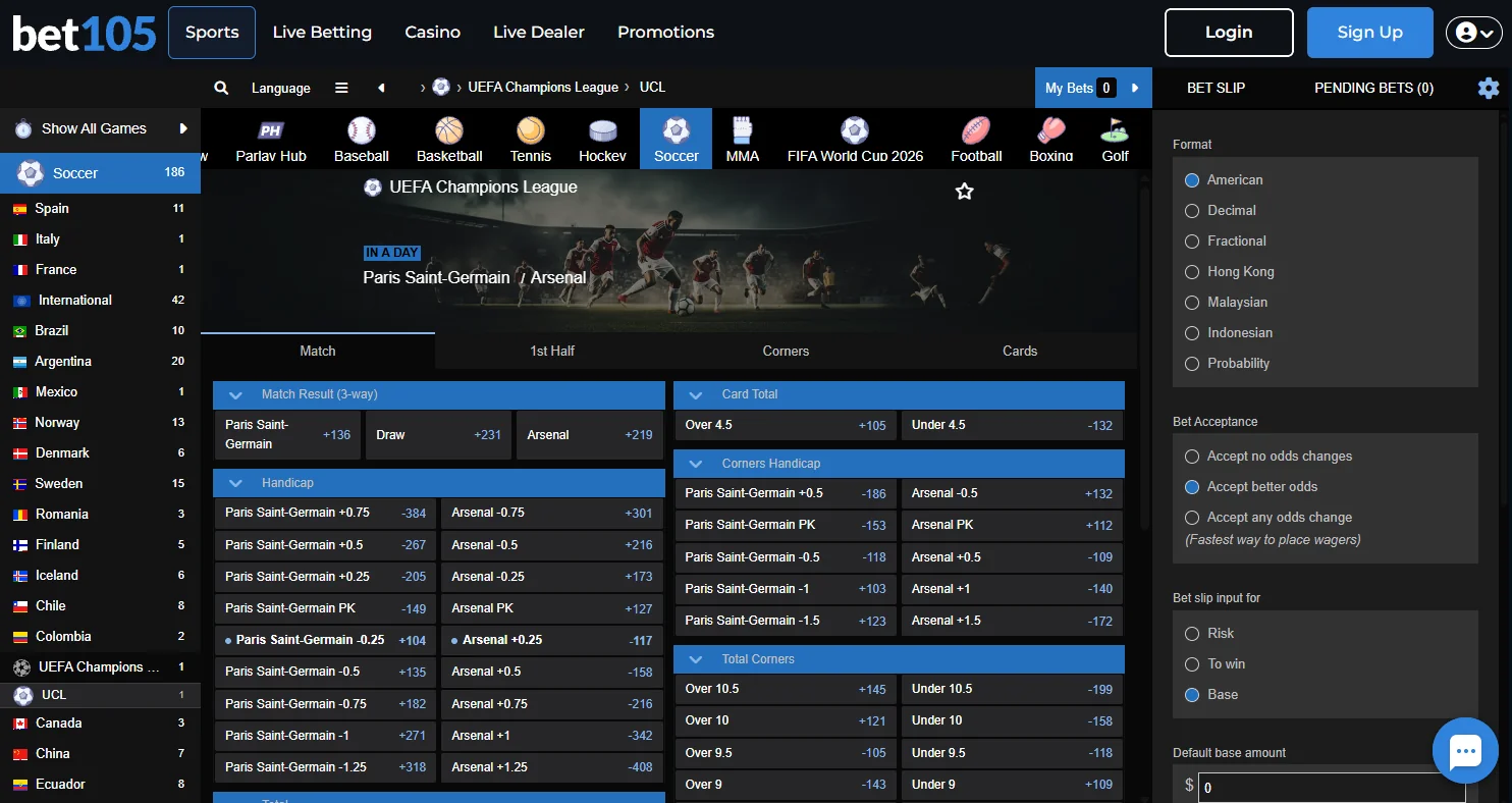 Bet105 interface and user experience