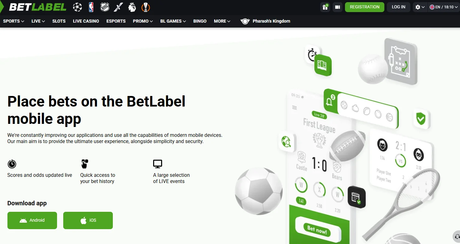 BetLabel interface and user experience